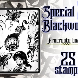 Blackwork Tattoo Flash Stamps: Procreate Tattoo Designs (Digital Download)