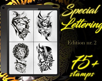 75+ Procreate Tattoo Stamps: Lettering & Realism Designs (Digital Download)