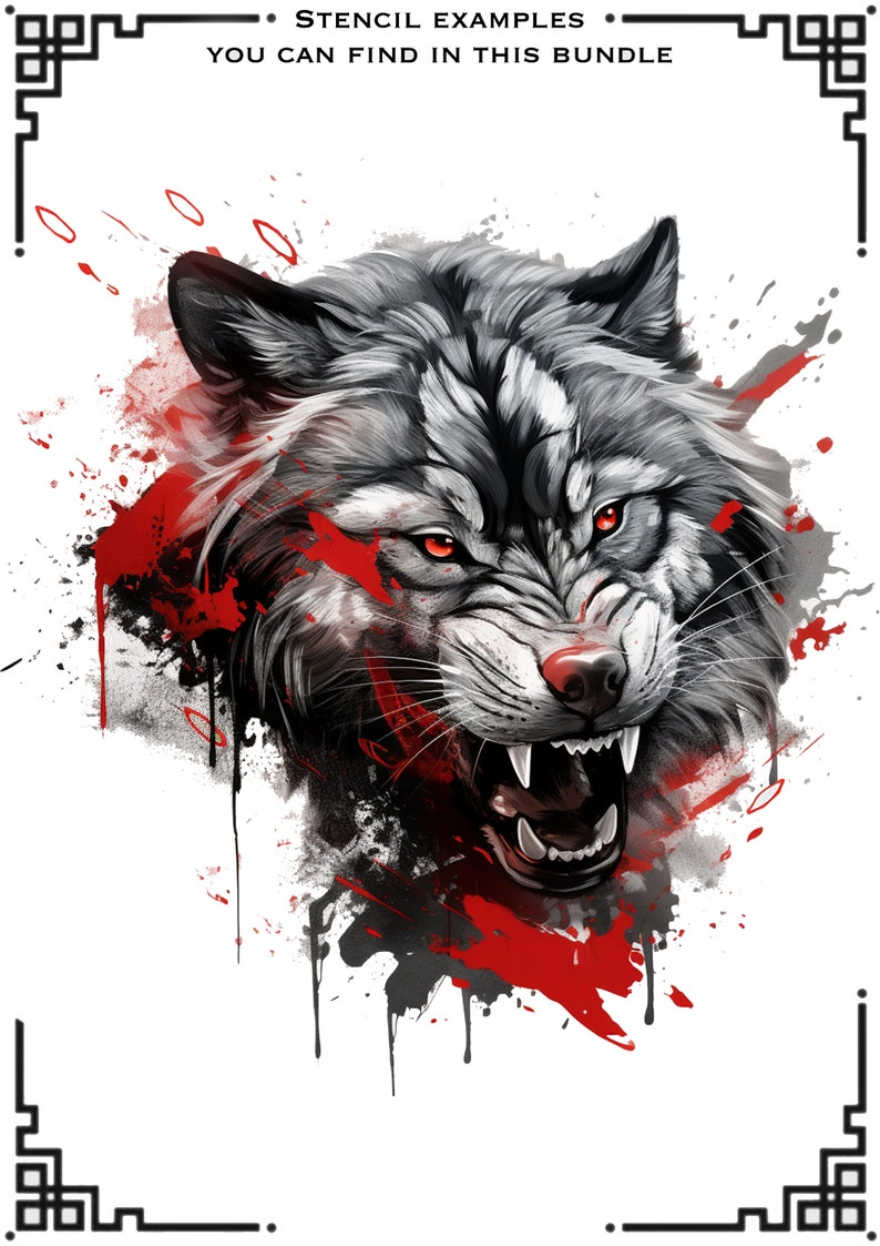 150+ stämplar med djurtatueringar i skräppolka: Procreate Flash-designer bild 9