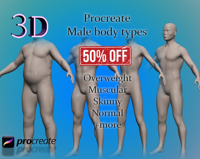 Procreate 3D male model for tattoo simulation | Procreate Tattoo model | 3D man model | Tattoo flash | Procreate stamps |