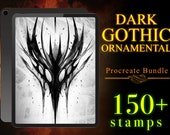 Dark Ornamental Tattoo Stamps for Procreate – 150+ Blackwork & Gothic Lettering Stencil Bundle (iPad Brushset)