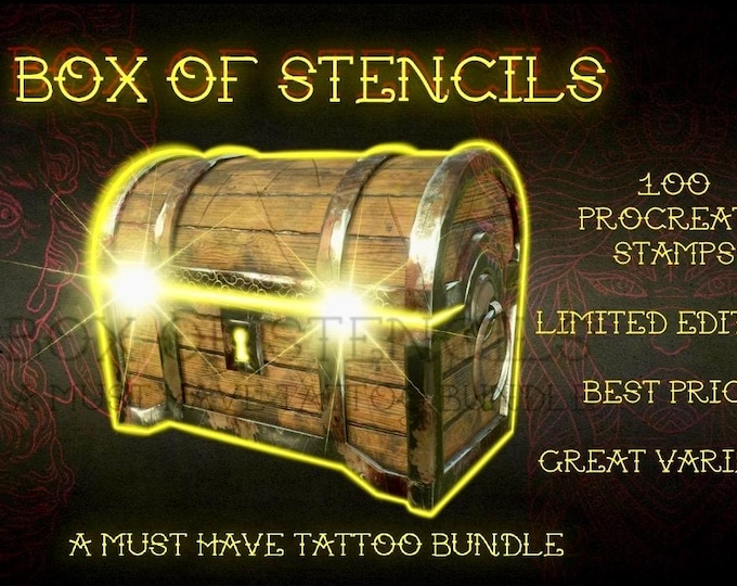 100 Procreate Tattoo Stamps Bundle – Random Flash Designs, Tattoo Stencil Brushes, Instant Digital Download