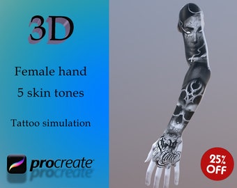 High Quality Procreate 3D Female hand for tattoo simulation | Procreate Tattoo model | 3D man | Tattoo flash | Procreate stamps