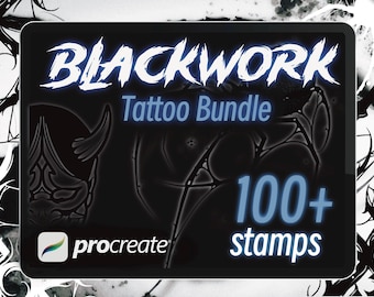 100+ Blackwork Tattoo Stamps Bundle for Procreate | Unique Blackwork Designs for Tattoo Artists | High-Resolution Stencils | Digital tattoo