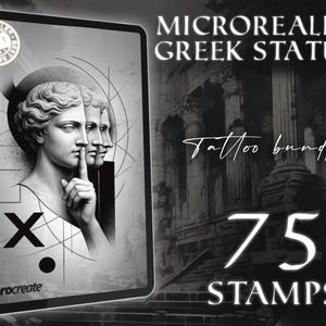 75 Greek Statue Procreate Tattoo Stamps – Micro Realism Flash | Unique Designs | High-Res | Digital Download for Tattoo Artists