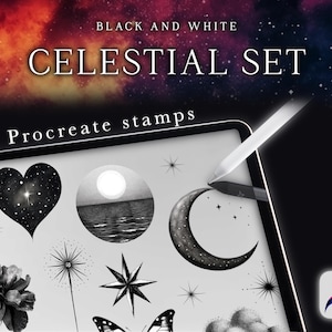 Celestial Tattoo Stamps for Procreate – 20 Moon & Star Flash Designs | Procreate tattoo | Tattoo design | Procreate brushes