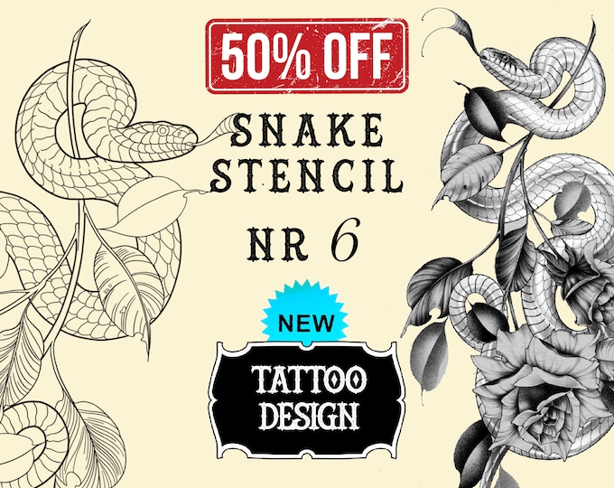 Snake tattoo stencil nr. 6 | Procreate stamps | Procreate tattoo | Procreate flash  | Tattoo flash