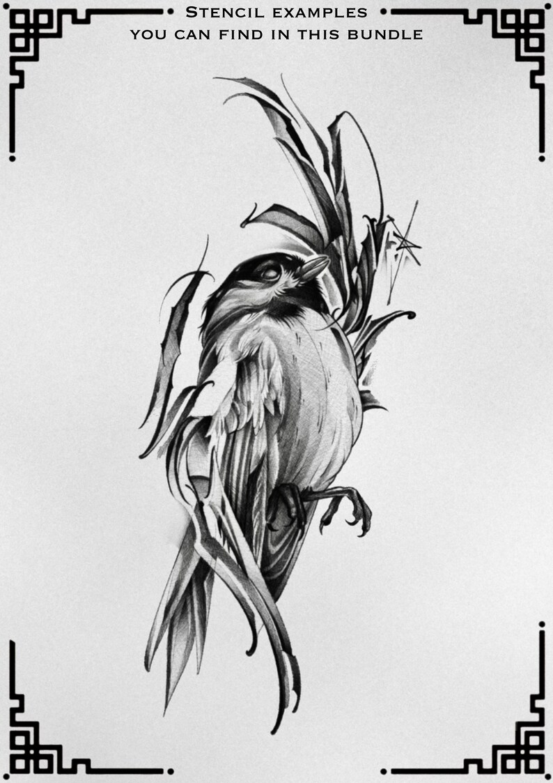 30+ Realism Tattoo Flash Procreate Stamps: Lettering & New School Designs image 8