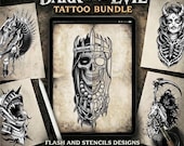 Dark & Evil Tattoo Bundle (75 Designs) | Procreate Tattoo Stamps | Flash + Crisp Stencil Outlines | Hand Drawn | iPad Procreate Download