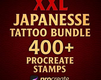 Procreate Tattoo Stamps: 430 Japanese Designs (Koi, Hannya, Peony), iPad Download