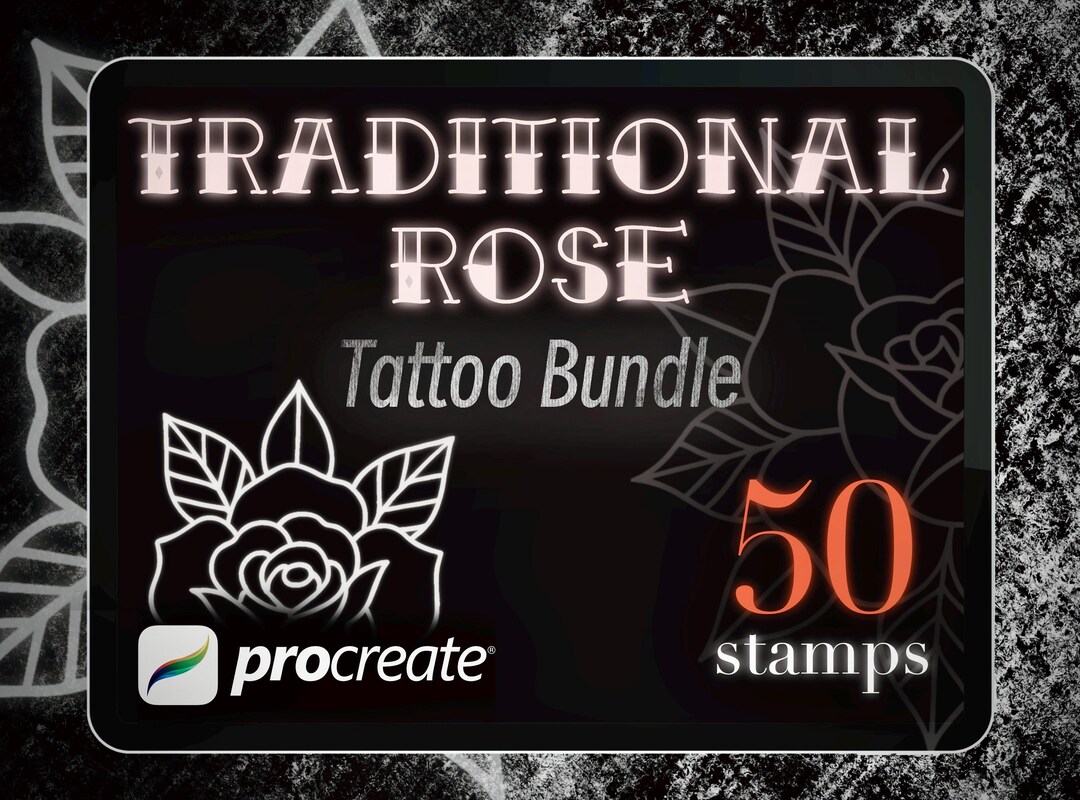 50 Traditional Rose Procreate Stamps – Tattoo Brush Set - Etsy