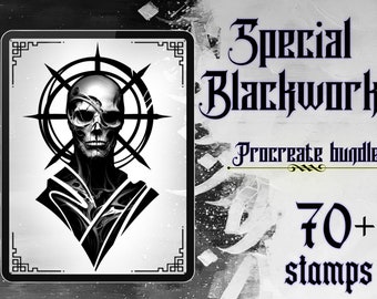 70+ Blackwork Tattoo Stamps: High-Resolution Procreate Designs (Digital Download)