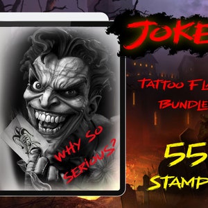 Joker Tattoo Flash Bundle | Procreate Stamps for Unique & Creative Tattoo Designs | Procreate Joker | Procreate stamps | Tattoo bundle |