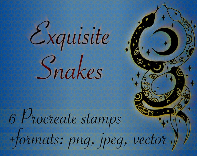 Snake tattoo stencil pack | Procreate stamps | Brushset | Procreate tattoo | Vector | Tattoo flash