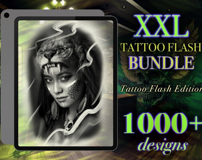 XXL Procreate Tattoo flash bundle | Procreate flash | Procreate tattoo | Tattoo design | Procreate stamps