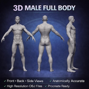 3D Male Superhero Model for Procreate | Realistic Skin Texture | Tattoo Simulation Body | OBJ 3D Model for Tattoo Artists