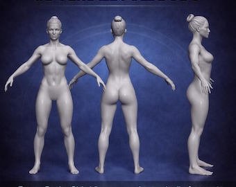 Procreate 3D Female Body Model OBJ – Realistic Skin Texture for Tattoo Simulation, 3D Base Mesh, Tattoo Mockup Tool