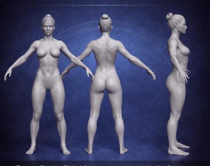 Procreate 3D Female Body Model OBJ – Realistic Skin Texture for Tattoo Simulation, 3D Base Mesh, Tattoo Mockup Tool