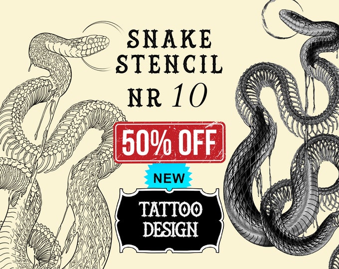 Snake tattoo stencil nr. 10 | Procreate stamps | Procreate tattoo | Procreate flash  | Tattoo flash