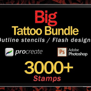 3000+ Procreate Tattoo Stamps Bundle | Limited Edition Collection | High-Quality Tattoo Stencils & Flash Designs for Procreate