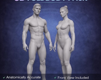 Procreate 3D Male & Female Body Models – Realistic Tattoo Simulation Pack (OBJ) | iPad Procreate Tattoo Mocku