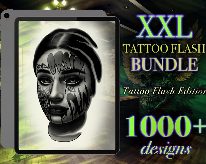 XXL Procreate Tattoo flash bundle | Procreate stamps | Procreate tattoo | Procreate stencil | Procreate flash | Tattoo flash