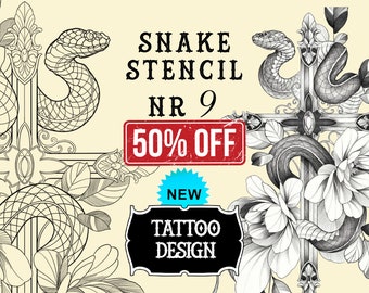 Snake tattoo stencil nr. 9 | Procreate stamps | Procreate tattoo | Procreate flash  | Tattoo flash