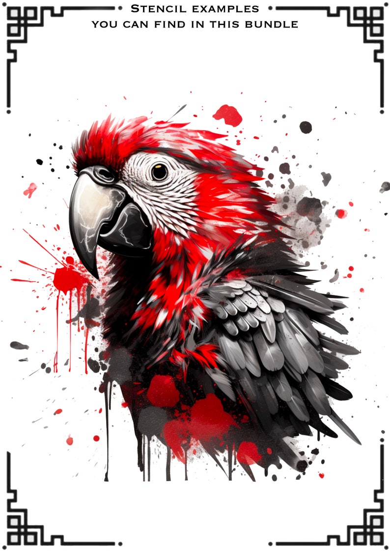 150+ stämplar med djurtatueringar i skräppolka: Procreate Flash-designer bild 7