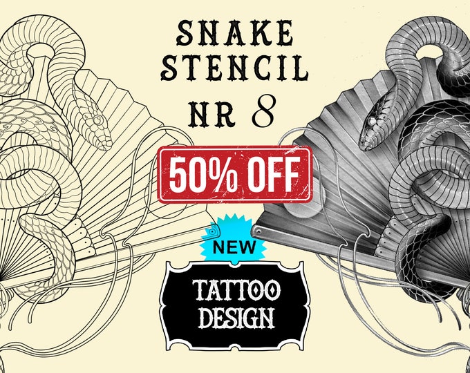 Snake tattoo stencil nr. 8 | Procreate stamps | Procreate tattoo | Procreate flash  | Tattoo flash