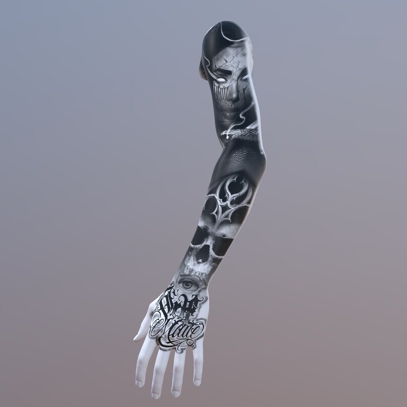 Procreate 3D Female Hand Model | Realistic Tattoo Simulation Mockup | 5 Skin Tones | Tattoo Artist Tool | Instant Download image 2