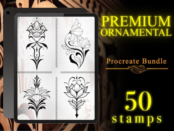 Ornamental Tattoo Stencils: Procreate Stamps Bundle