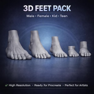Realistic Procreate 3D Feet Model: Tattoo Simulation (.OBJ Files)