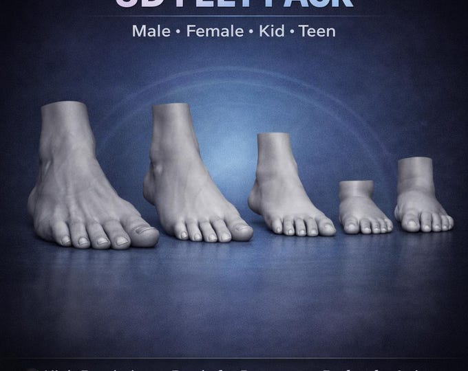 Realistic Procreate 3D Feet Model: Tattoo Simulation (.OBJ Files)