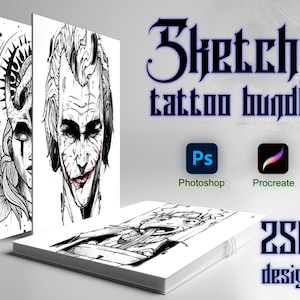 Procreate Tattoo Sketch Bundle | Tattoo stencil | Tattoo design | Procreate stamps | Procreate brush