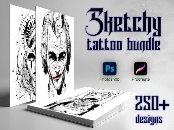 Procreate Tattoo Sketch Bundle | Tattoo stencil | Tattoo design | Procreate stamps | Procreate brush