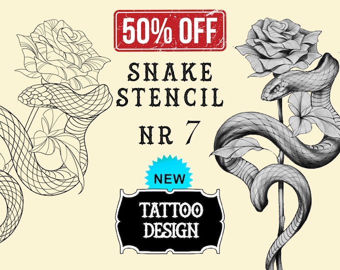 Snake tattoo stencil nr. 7 | Procreate stamps | Procreate tattoo | Procreate flash  | Tattoo flash