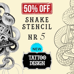 Snake tattoo stencil nr. 5 | Procreate stamps | Procreate tattoo | Procreate flash  | Tattoo flash