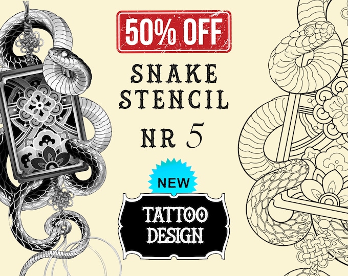 Snake tattoo stencil nr. 5 | Procreate stamps | Procreate tattoo | Procreate flash  | Tattoo flash