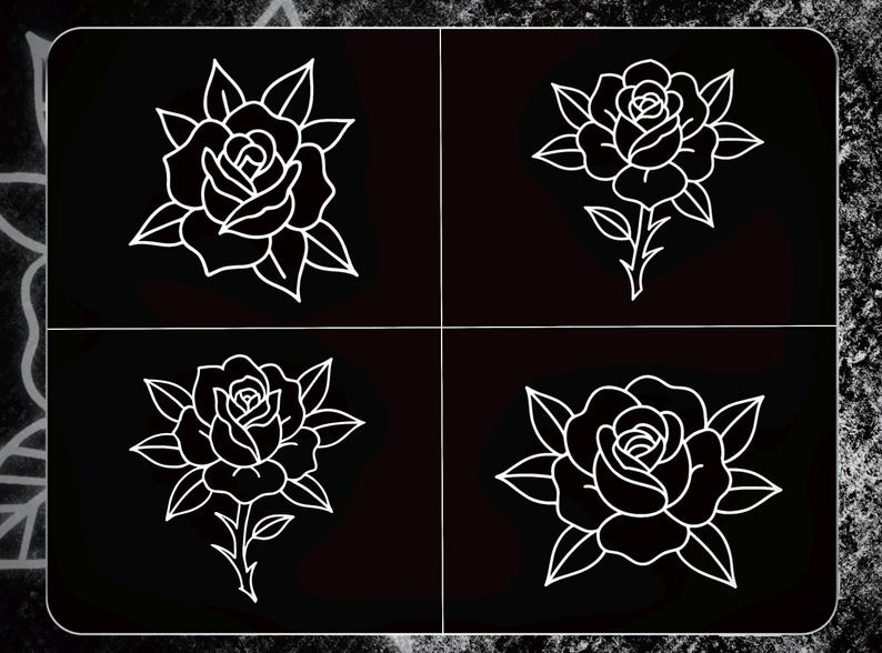 50 Traditional Rose Procreate Stamps – Tattoo Brush Set - Etsy