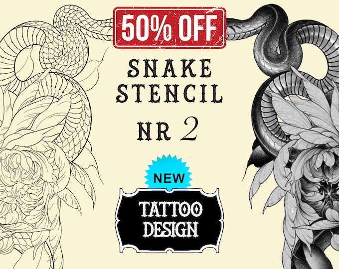 Snake tattoo stencil nr. 2 | Procreate stamps | Procreate tattoo | Procreate flash  | Tattoo flash