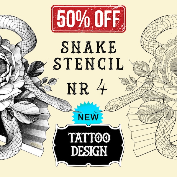 Snake tattoo stencil nr. 4 | Procreate stamps | Procreate tattoo | Procreate flash  | Tattoo flash