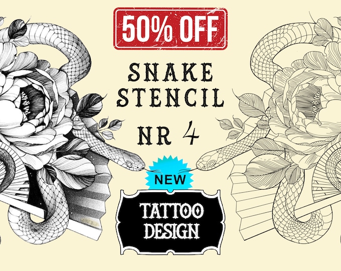 Snake tattoo stencil nr. 4 | Procreate stamps | Procreate tattoo | Procreate flash  | Tattoo flash