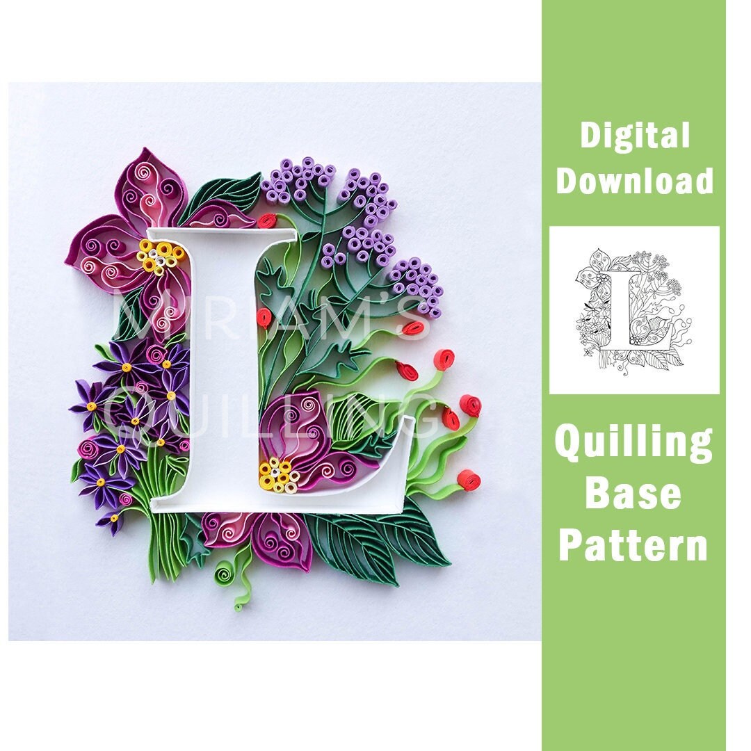 digital download pattern typography quilling letter etsy denmark