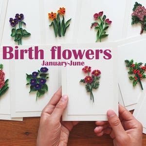 Biglietti di auguri con fiori di nascita in carta fatta a mano con quilling, decorazioni da parete, regalo per il mese di compleanno