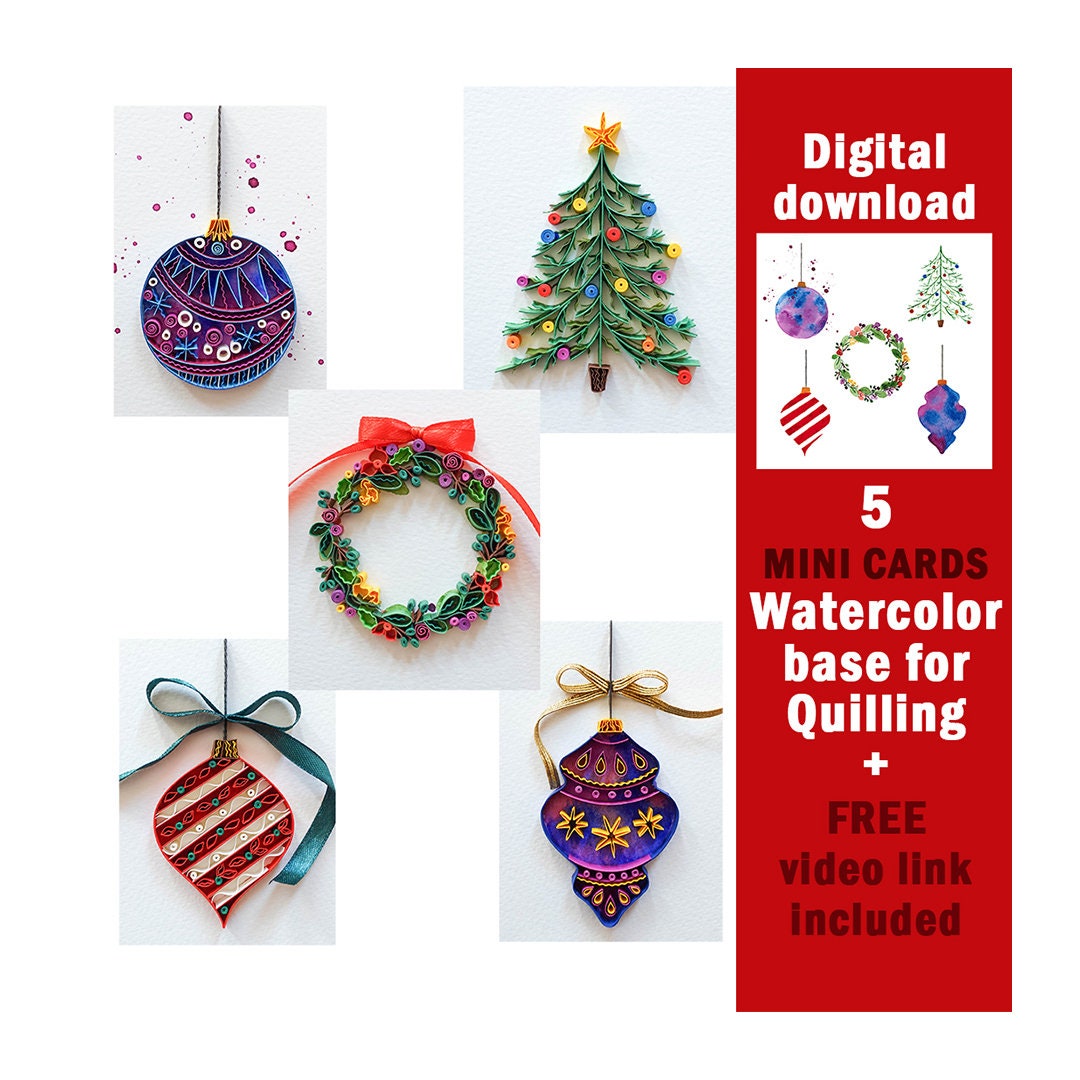 Set of Five Quilling Patterns Christmas Tree Pattern Quilling