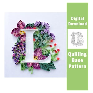 Patrón de descarga digital Tipografía Quilling Letra "L" - Impresión de monograma digital - Arte de quilling de papel - Regalo de cumpleaños
