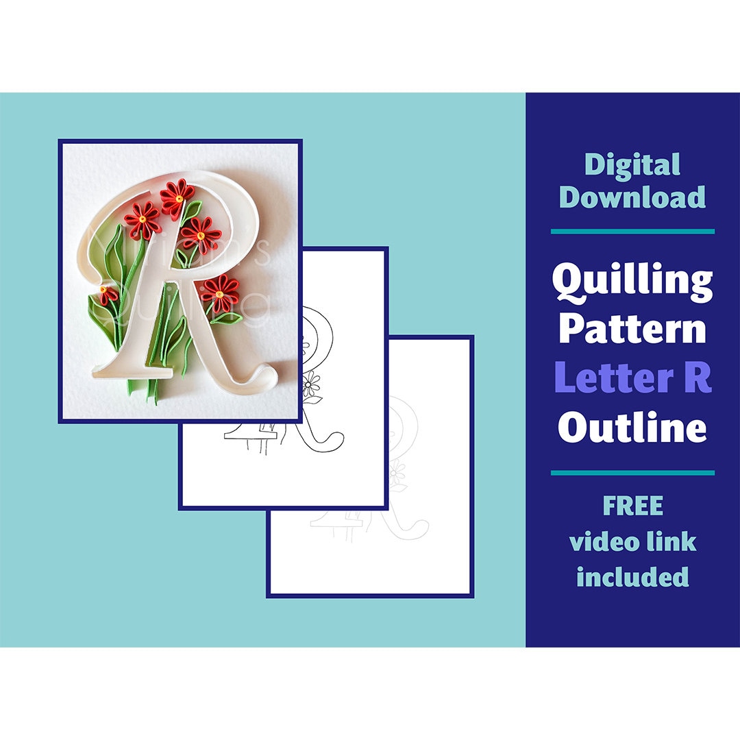 Digital Download Quilling Pattern Letter R Monogram Typography DIY ...