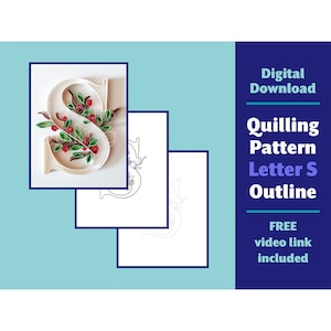 Download digital Quilling Pattern Letter S - Monograma Tipografia DIY Presente de aniversário Suprimentos - Design de esboço de modelo