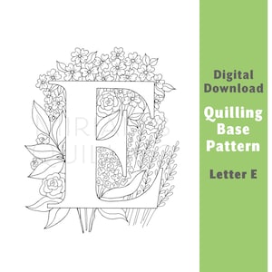 Descarga digital de patrón tipográfico para filigrana de letra "E" - Impresión de plantilla digital - Arte de filigrana de papel - Monograma para regalo de cumpleaños