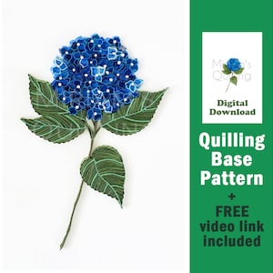 Download digital Impressão em aquarela de hortênsia azul - Padrão de papel Quilling Art - Presente de aniversário